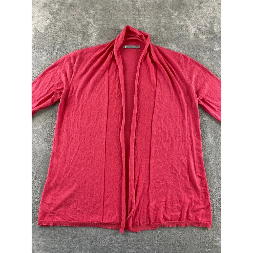 In Cashmere Womens Pink Open Front Shawl Collar Cardigan 3/4 Sleeve XL Soft Knit
